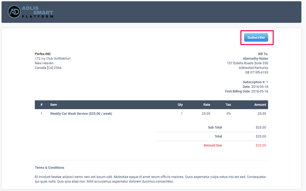 Adlis ERP-CRM Dev. Subscription Subscribe